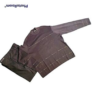 Minimalist Cotton 1% Wool Mockneck Pullover Semi Sheer Open Weav Sweater